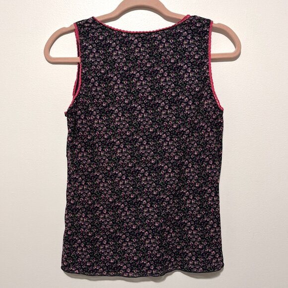 Old Navy Womens Y2K Top Size M Floral Mesh Dark Cottagecore Soft Girl Kawaii - Picture 2 of 8